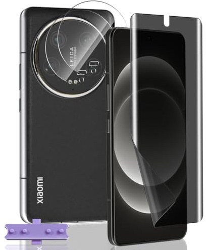 Zhiihorr Protector Pantalla Privacidad para Xiaomi 14 Ultra, [1 Pieza Anti Espía Película TPU Suave + 2 Piezas Cristal Templado Protector Cámara] - Flexible Película Protectora para Xiaomi 14 Ultra