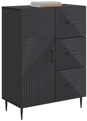 vidaXL Sideboard Schwarz 66 x 34,5 x 89,5 cm Holzwerkstoff, Elegantes Sideboard, Vintage Aufbewahrung für Wohnzimmer, vielseitiger Esszimmer-Schrank