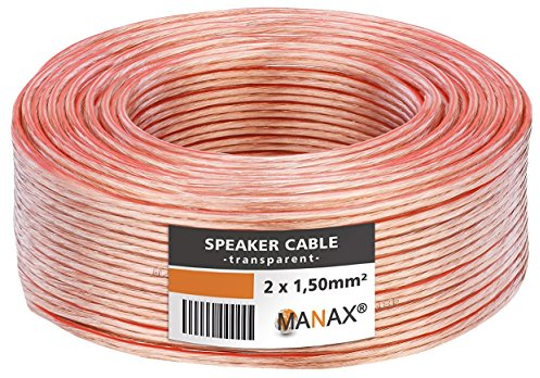 MANAX SC2150T-10 Speaker Cable 2 x 1.50 mm² CCA (Speaker Cable/Audio Cable) Ring 10 m Transparent