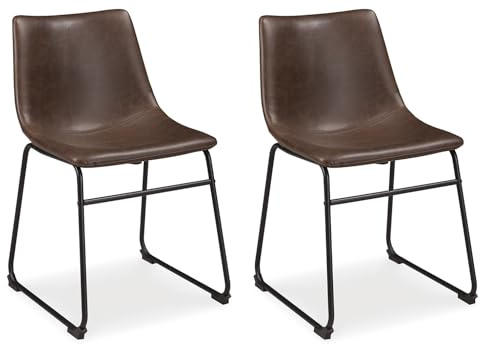 Signature Design by Ashley Mid Century Centiar 18.75 Dining Bucket Chair, 2 Count, Black and Brown