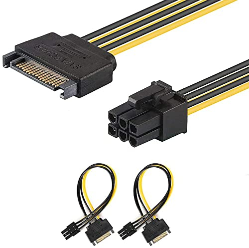 J&D SATA 15 Pin a 6 Pin PCI Espresso (PCIe) Video Grafica Carta Potenza Cavo Adattatore - 20cm, 2 Confezioni