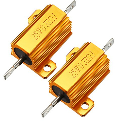 sourcingmap 25W 0.33 Ohm 5% Aluminum Housing Resistor Screw Tap Chassis Mounted Aluminum Case Wirewound Resistor Load Resistors Gold Tone 2 pcs