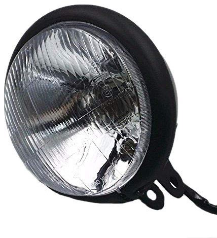 Schwarz Retro Motorrad Scheinwerfer Kopf Lampe Cafe Racer Chopper Cruiser Bobber CB VT VTX VN Boulevard XV Cafe Racer Cruiser (Schwarz)