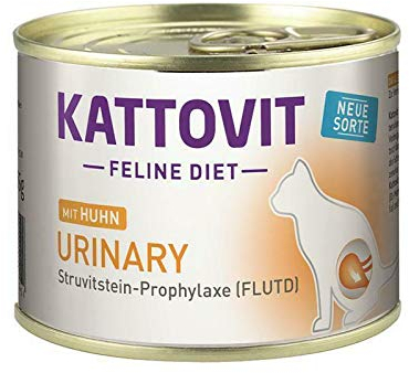 Kattovit Feline Diet Urinary Huhn | 12 x 185 g | Nassfutter für ausgewachsene Katzen | Bei Struvitsteinrezidiven & Erkrankungen der unteren Harnwege | Reduzierter Magnesiumgehalt