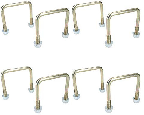 Lot de 8 boulons en U M10 80 mm x 75 mm pour remorques avec écrous haute résistance