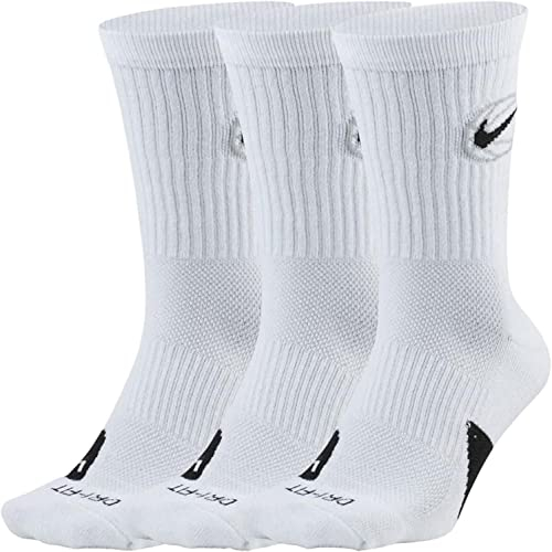 Nike Unisex Everyday Crew Socken, Weiß / Schwarz, L EU