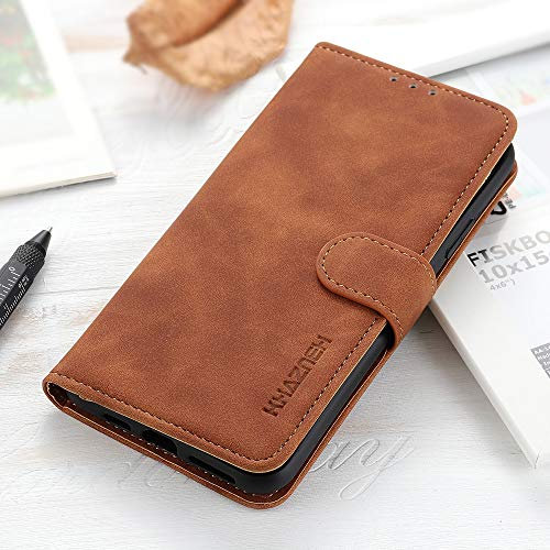 Funda para OPPO A15, Funda Móvil OPPO A15, Estuche con Billetera Plegable, Magnético Carcasa para OPPO A15, Marrón