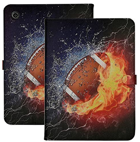 Case for iPad 5th / 6th Generation 2018/2017, 9.7'' iPad Air 1th/2, Lightweight PU Leather Folio Multi-Angle Viewing Stand TPU Cover with Auto Wake/Sleep, American Football Fire Water