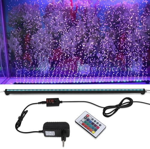 GOESWELL Fish Tank Aquarium Light: Submersible Fish Tank Light Waterproof with 24key Controller - 5050 LED RGB Color Changing Air Bubble Lamp for Underwater Aquarium Decoration (52cm)