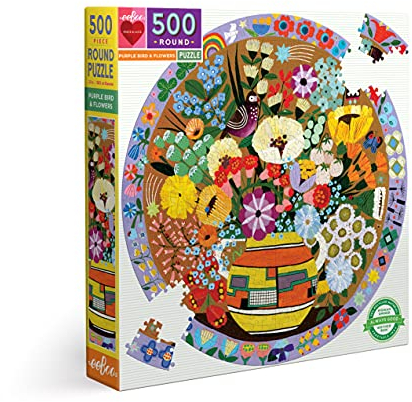 eeBoo PZFPRB Lila 500 Teile Purple Bird and Blumen Puzzle AUS, Mehrfarbig