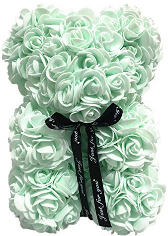 Gusengo Ours Rose Artificielle, Ours Rose Eternelle 25 cm, Nounours Ourson Ours Rose Simulé, Ours en Peluche Rose Ourson Rose Cadeau pour Saint-Valentin Mariage Anniversaire