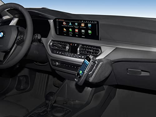 KUDA Handyhalterung passend für BMW 1er ab 2019 F40 - Telefonkonsole für Smartphones, Handy, Navi und mehr - Kunstlederkonsole, Schwarz, 3835