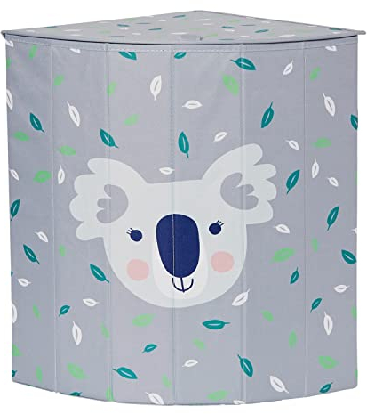 LOVE IT STORE IT Kinder Wäschekorb mit Deckel - Verstärkter Wäschesammler für Kinderzimmer - 46L Grau mit Koala - 35x35x50 cm