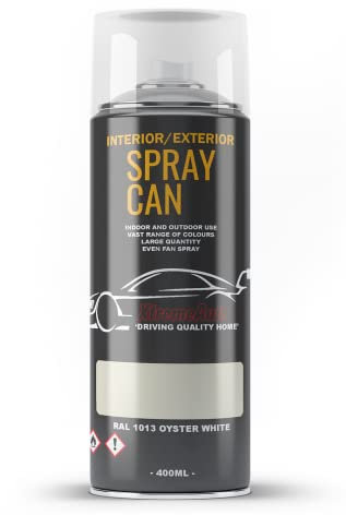 Xtremeauto Spray Paint Finish For Indoor And Outdoor Use Garden Cars Home Kitchen Bathroom Furniture Art Craft Bikes Radiators Metal Wood Plastic Glass UPVC Stone PVC RAL 1013 Oyster white