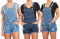 Salopette da bambina in denim, lunghezza corta, da 8 a 14 anni, Lavaggio medio., 12-13 Anni