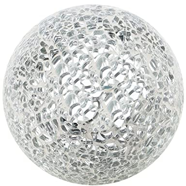 Woration Dekorativ Kugel Satz 6,5cm Mosaik Silber Dekoration für Schalen, Vasen, Tische, Hochzeit, Party