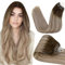 Hetto Microring Extensions Echthaar Ombre Extensions Echthaar Microring Balayage Mittel Braun to Ash Blond Invisible Micro Loop Remy Haarverlangerung 50 stück 50g 35 cm #3/8/22