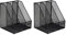 OSCO Black Wiremesh Triple Magazine Rack | 2 Pack | Folder Storage | File Organiser | 3 Sections | Desk Tidy | H30.5 x W28 x D25 cm