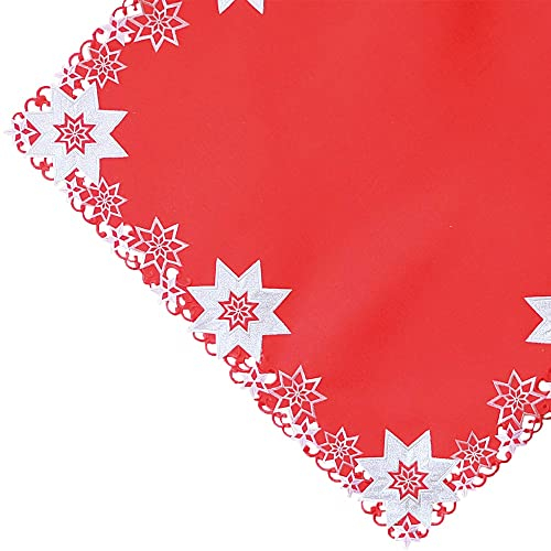 matches21 Tischdecke Mitteldecke Sterne Weihnachten Tischwäsche Stick rot Silber Polyester 1 STK 85x85 cm