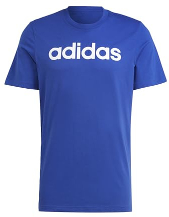 adidas Men's Essentials Single Jersey Linear Embroidered Logo Tee, Semi Lucid Blue, M