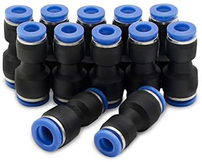 Bwintech 12 Pcs 6mm bis 8mm pneumatische gerade Verringerung Push to Connect Adapter Quick Release Reducer Fittings(PG6-8)