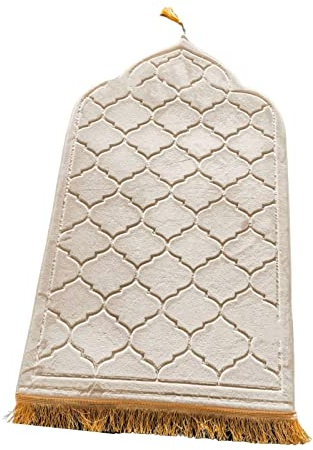 Baoblaze Traditioneller muslimischer Gebetsteppich Weich, Traditional Muslim Prayer Rug, Gebet Teppich Matte Faltbar, Muslim Prayer Rug Carpet für Kinder Frauen Männer, Milchig weiß