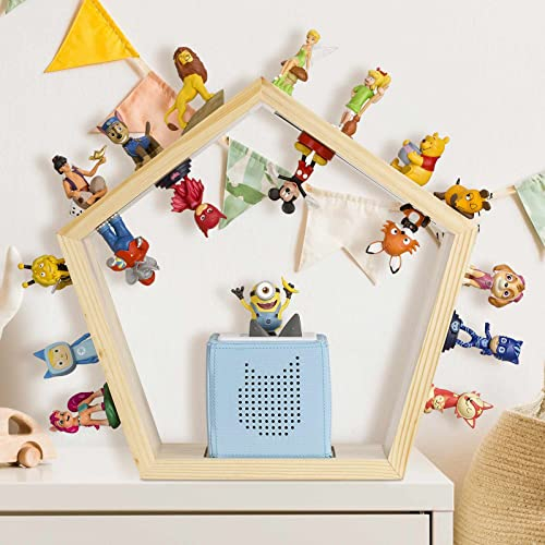 Baby Vivo Regal für Toniebox aus Holz - magnetische Aufbewahrung für 68 Tonies Tonie Zubehör Halterung Starterset - kompatibel mit Toniebox - Wandregal Kinderzimmer Holzregal zum Aufhängen - Fünfeck