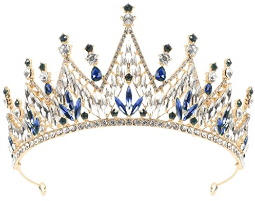 FRCOLOR Barocke Hochzeit Krone Strass Kristall Tiara Brautkronen Geburtstag Tiara Prinzessin Kopfbedeckung Für Hochzeit Abschlussfeier Abschlussball Party
