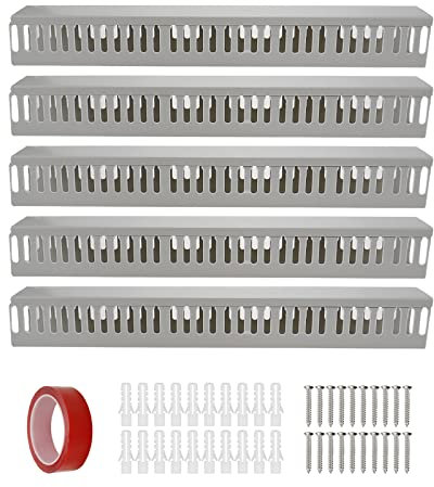 Risbay Wire Duct Kit,Cable Raceway Kit,Open Slot Cable Duct Management Raceway,Cable Raceway Kit to Hide Wall Mount TV Cables with Cover,14.96 X 1.97 X 1.97, Light Gray