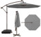 RELAX4LIFE Ombrellone da Giardino 3x3M con Luci a LED, Ombrellone da Balcone con Base a Croce e Sacco di Sabbia, Protezione Solare, per Giardino Terrazzo e Patio (Grigio)
