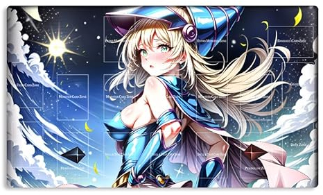 New Mlikemat Playmat Dark Magician Girl, TCG CCG OCG Sammelkartenspielmatte mit Zonen + gratis Tasche (ZD039-010-A)