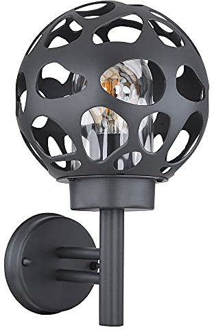 Globo Wandleuchte Kugel Außenleuchte Kugel 20 cm Außenwandleuchte Edelstahl rund, Loch Design Aluminium anthrazit, 1x E27, H 32,7 cm