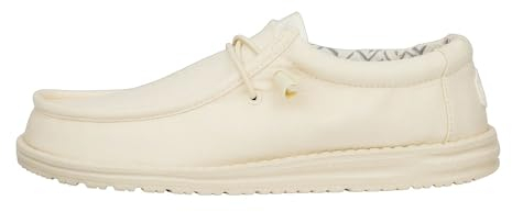HEYDUDE Wally Canvas Herren - Slip on Schuhe - Mokassin Stil, Stone White, 44