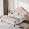 BTM Double Bed 135 * 190, Upholstered Bed with Slatted Frame and Height-adjustable Headboard, Velvet Bed