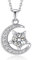 MomentWish Mond Kette, 1 Karat Moissanite Silberkette Damen 925 mit Mond Stern Anhänger Halskette Damen Kette Silber Diamant Schmuck mit Geschenkbox für Frauen Freundin
