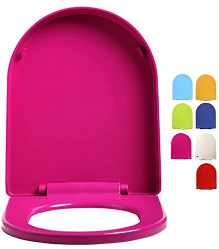 Brigtviee Sedile WC, Copriwater Universali D/U Forma,Tavoletta WC Chiusura Ammortizzata, Rapido Montaggio,Plastica Antibatterico Facile da Pulire, 45 X 36 Cm,Rose Red