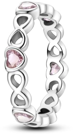 NARMO Bague pour filles 925 bague en argent sterling bague empilable coeur Rose bague d'amour éternel taille 59