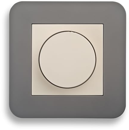 Universal LED Drehdimmer 3-100W mit Drehregler und Druckknopf cremeweiß System Gira (E3 dunkelgrau)