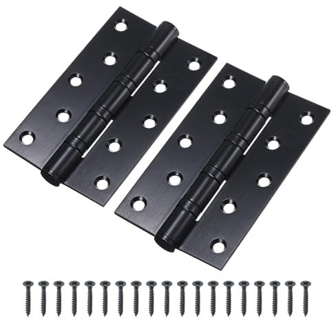 Sourcing Map 2Pcs 5 x 3 - 304 Stainless Steel Swing-Leaf Hinges with Screw, Non-Removable Bearing Hinge for Wooden Door Interior Door (Black)