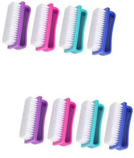 Healeved 8pcs Nail Cleaning Manicure Brush Fingernail Art Brush Gel Remover Tool Lightweight Comfortable Handle Material Random Color