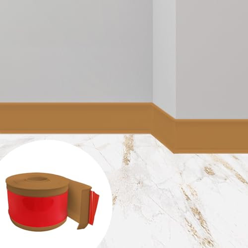 Zócalo autoadhesivo, blando, PVC, 3 m, autoadhesivo, ancho de 10 cm, zócalo de transición, listones de suelo, flexible, para cocina, baño y salón, marrón claro