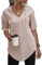 Cuptacc Hoodie Damen Kurzarm Top Mit Kapuze Oberteile V Ausschnitt Sommer Tshirt Lang Luftig Aprikose,XL 46-48