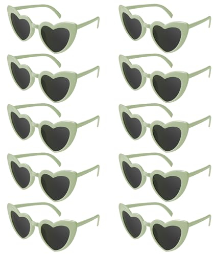 10 Stück Herz Sonnenbrille für Damen,Partybrille,Magische Farben Party Herz Brille, Vintage Herzform Brille 90er Jahre Hippie Brille Kostümzubehör für Party, Hochzeit, Karneval, Halloween