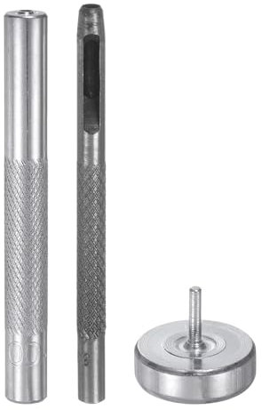 sourcing map Eyelet Hole Punch Die Tool 3mm 1/8 Leather Hollow Hole Punch 3.5mm Installation Tool 45# Steel Eyelet Grommet Setting Tool Kit with Base for Fabric Clothing Crafts Bags