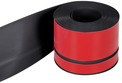 Inscrip PVC Skirting Board Trim, 70 mm Self-Adhesive Flexible Skirting Boards Covers, Peel and Stick Wall Base Moulding Trim,PVC Angle Trim Caulk and Trim Strips, Easy Install (Black 12M)