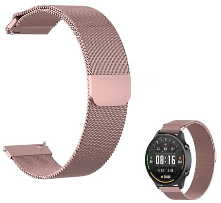 Bracelet Montre À Verrouillage Magnétique 10MM - 24MM Bracelet Montre en Maille Milanaise Applicable À 98% Montres Traditionnelles et Montres Intelligentes(Rose Gold,20MM)