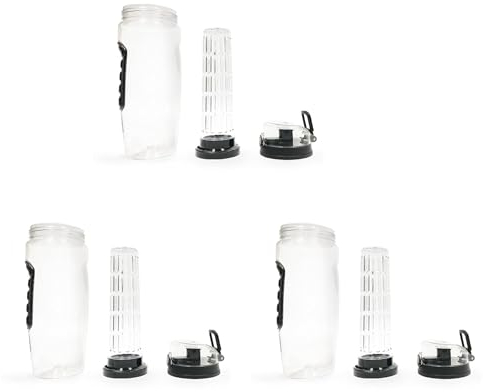 dissot Lot de 3 bouteilles d'eau en plastique avec infuseur à fruits Noir 1000 ml