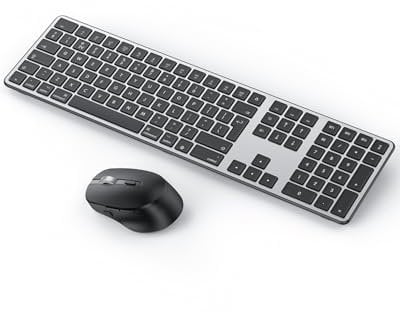 OMOTON Wireless Bluetooth Keyboard Mouse Rechargeable for Mac OS, Wireless Keyboard and mouse Set for MacBook Air/MacBook Pro/iMac, Multi-Device Ultra Slim, Quiet Typing, QWERTY UK Layout, Gray