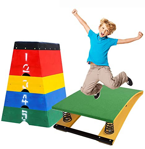 Gymnastik-Springbrett für Erwachsene, mit abnehmbarem Sprungkasten, Übungs-Tresor, Rollen, Springen, Kampfsport-Trainingsgerät für Kinder/Jugendliche, ideal für Schule und Sportclub-Training (grün)
