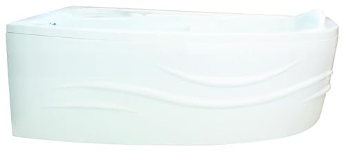 ONDÉE, KIT Baignoire et tablier FANY, baignoire d'angle 1/4 de cercle, 140x140cm, 222L, Picots antidérapants, 5 pieds à vis de réglage de niveau fournis, Sans vidage, robinetterie